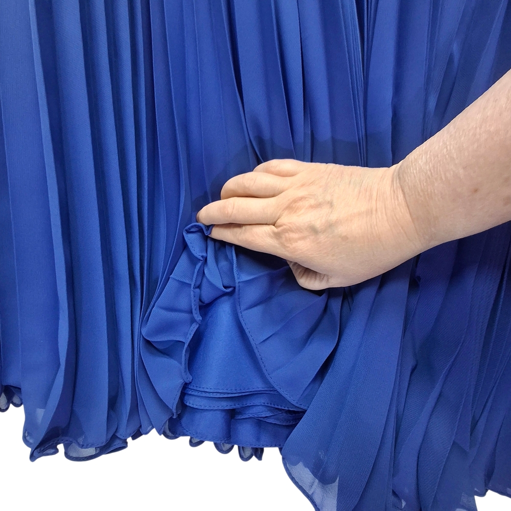 JJ House Blue Pleated Dress with Embellished Waist - Picture 7 of 10